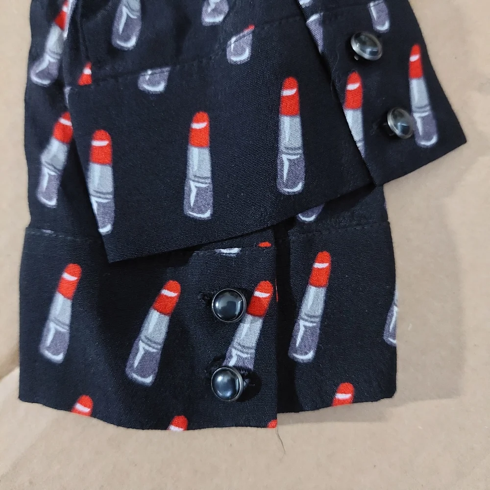 Forever 21 LIPSTICK Mini Dress White Collar Fit and Flare Button Cuffs NWT L - Picture 4 of 5